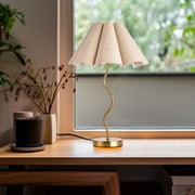 22" Petal Metal Table Lamp with Beige Petal Shades