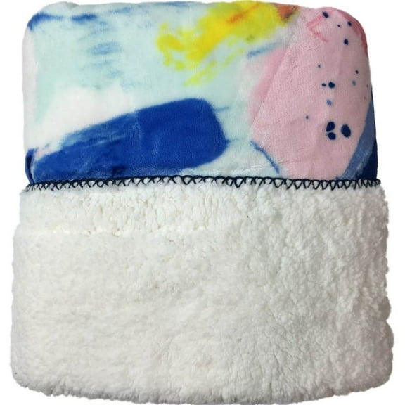 Simple Design Watercolor Paintbrush Plush Fleece & Sherpa Throw Blanket