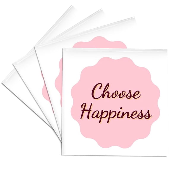3drose, Simple Design with Text of Choose Happiness, Set of 4 Ceramic Tile Coasters