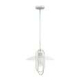 thumbnail image 1 of Simple Designs 1 Light Modern Metal Pendant Light with Clear Glass Shade - White, 1 of 7