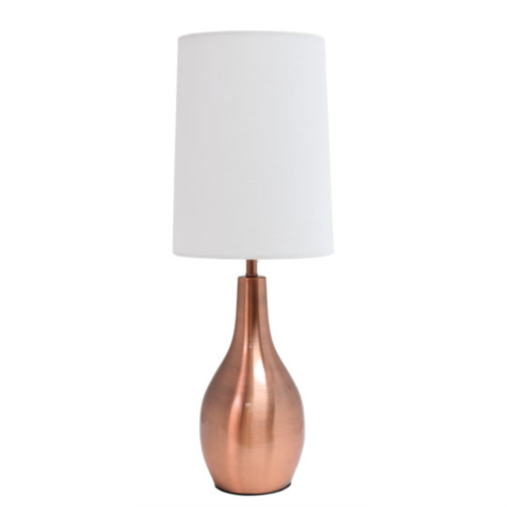 Rose Gold Teardrop Table Lamp with White Fabric Shade