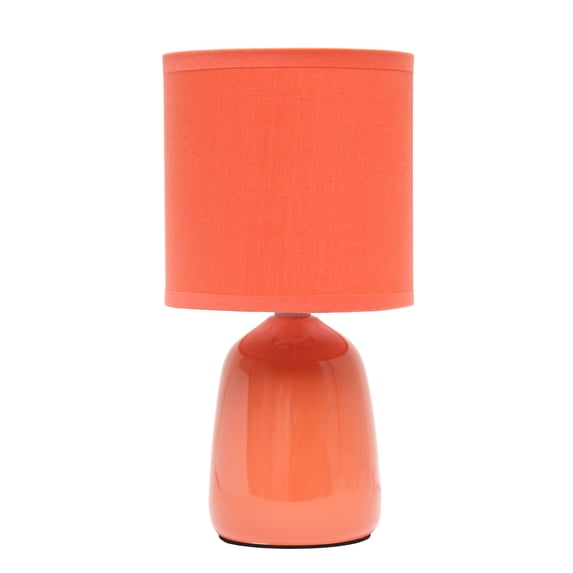 Simple Designs 10.04" Tall Ceramic Thimble Base Table Lamp with Matching Shade, Orange