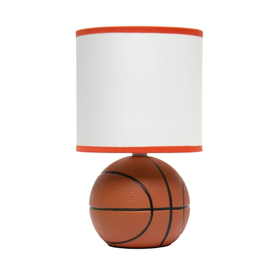 Simple Designs 10.7" SportsLite Mini Basketball Table Lamp for Kids Room, Mancave, Orange