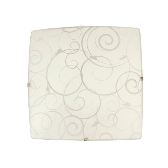 Simple Designs 10" Square Flush Mount Ceiling Light with Scroll Swirl Design, White