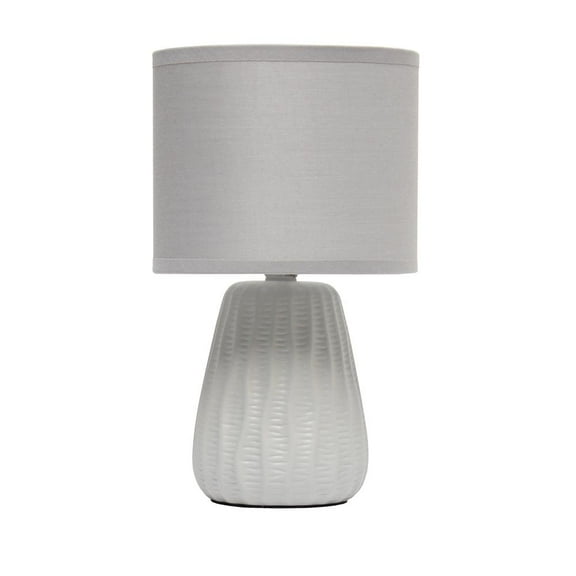 Simple Designs 11.02" Mini Ceramic Pastel Accent Table Lamp with Matching Shade, Gray