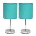 thumbnail image 1 of Simple Designs 11.81" 2-Pack Basic Chrome Mini Table Lamp Set with Fabric Shades, Blue, 1 of 7