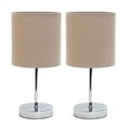 thumbnail image 1 of Simple Designs 11.81" 2-Pack Basic Chrome Mini Table Lamp Set with Fabric Shades, Gray, 1 of 8