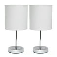 thumbnail image 1 of Simple Designs 11.81" 2-Pack Basic Chrome Mini Table Lamp Set with Fabric Shades, White, 1 of 9