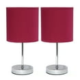thumbnail image 1 of Simple Designs 11.81" 2-Pack Basic Chrome Mini Table Lamp Set with Fabric Shades, Wine Red, 1 of 9