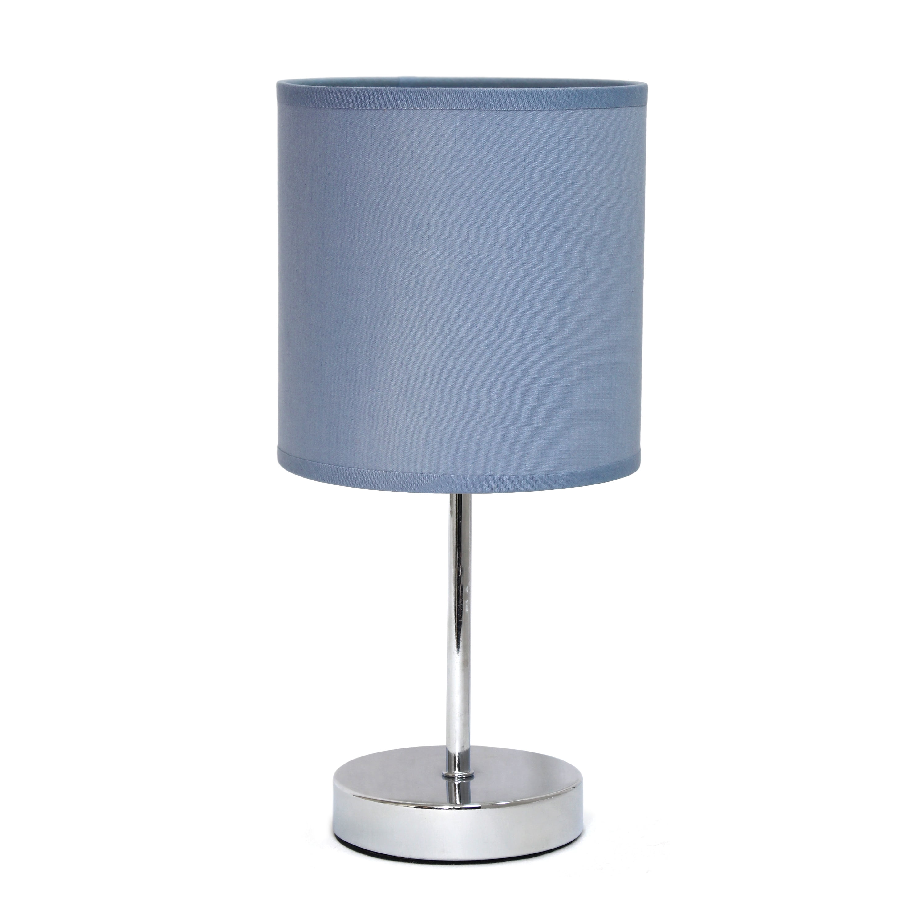 Mini Chrome Table Lamp with Purple Fabric Shade