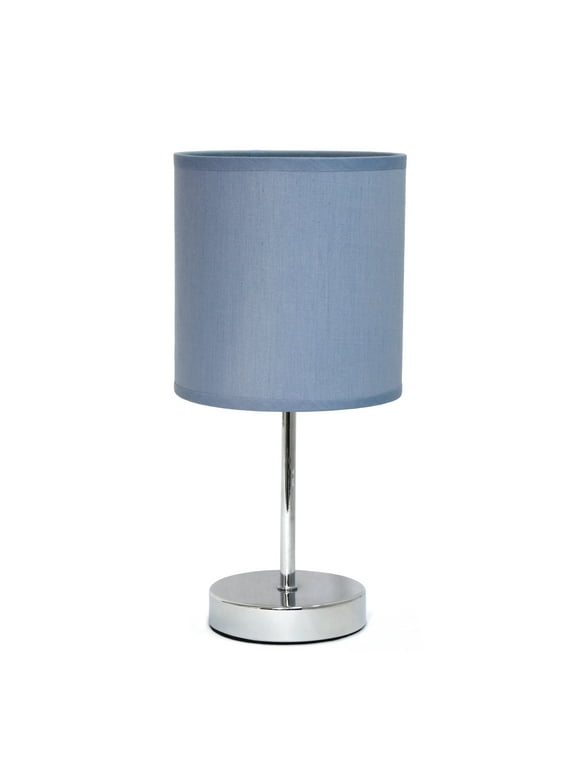 Simple Designs 11.81" Basic Chrome Mini Table Lamp with Fabric Shade, Purple