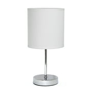 Simple Designs 11.81 Basic Chrome Mini Table Lamp with Fabric Shade, White