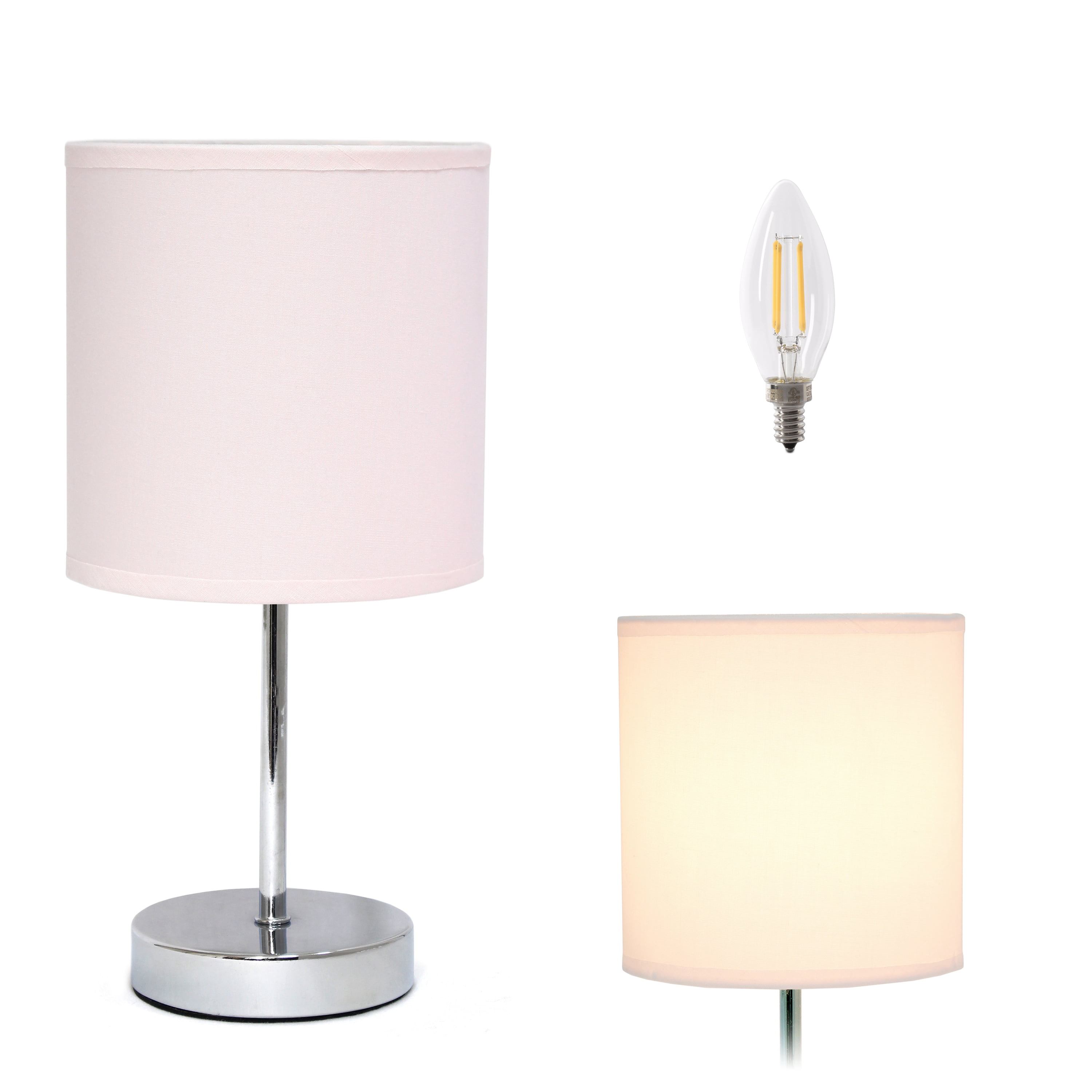 Simple Designs Mini-Tischlampe – Keramikkugel Mit Stoffschirm, 22 Cm Hoch, Für E12 Birne