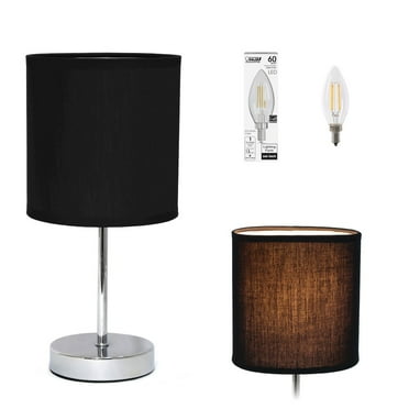 Simple Designs 11.81" Black Basic Chrome Mini Table Lamp With LED Bulb