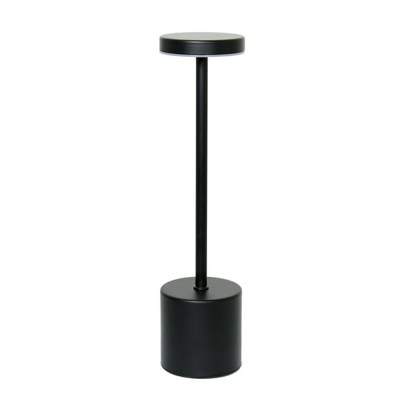 Simple Designs 12.75" Mushroom Magic Disc Dimming & Rechargeable Cordless 4-Way Touch Sensor Stick Desk Lamp, Black