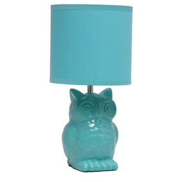 Simple Designs 12.8" Tall Ceramic Owl Table Desk Lamp with Matching Shade, Tiffany Blue