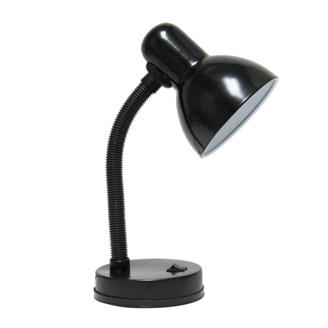 Simple Designs 14.25" Basic Metal Desk Lamp with Flexible Hose Neck, Black