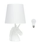 Simple Designs LT1078-IRD-LB 15.5" Sparking Glitter Unicorn Table Lamp for Kids Room, Nursery, Living Room, Bedroom, Playroom, Foyer, White with Iridescent Glitter, with Feit LED Bulb Included