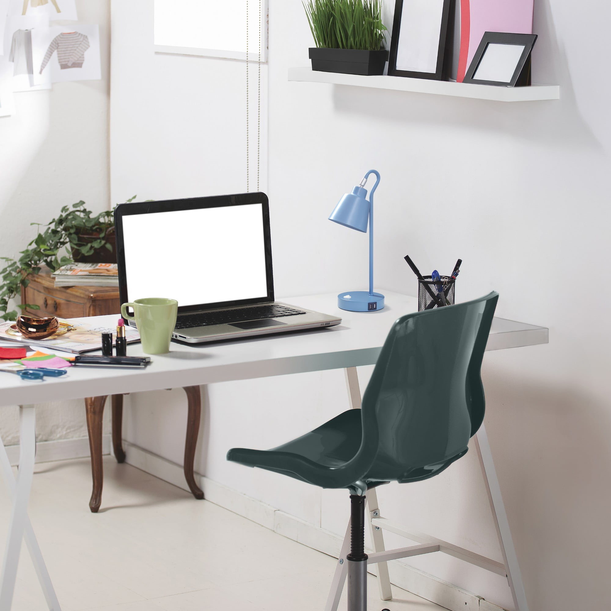 Mod Lighting and Decor Looped Desk Lamp with Adjustable Shade - 16" - Blue