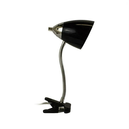 Simple Designs 17.5" Flossy Flexible Gooseneck Desk Clip Light Lamp, Black