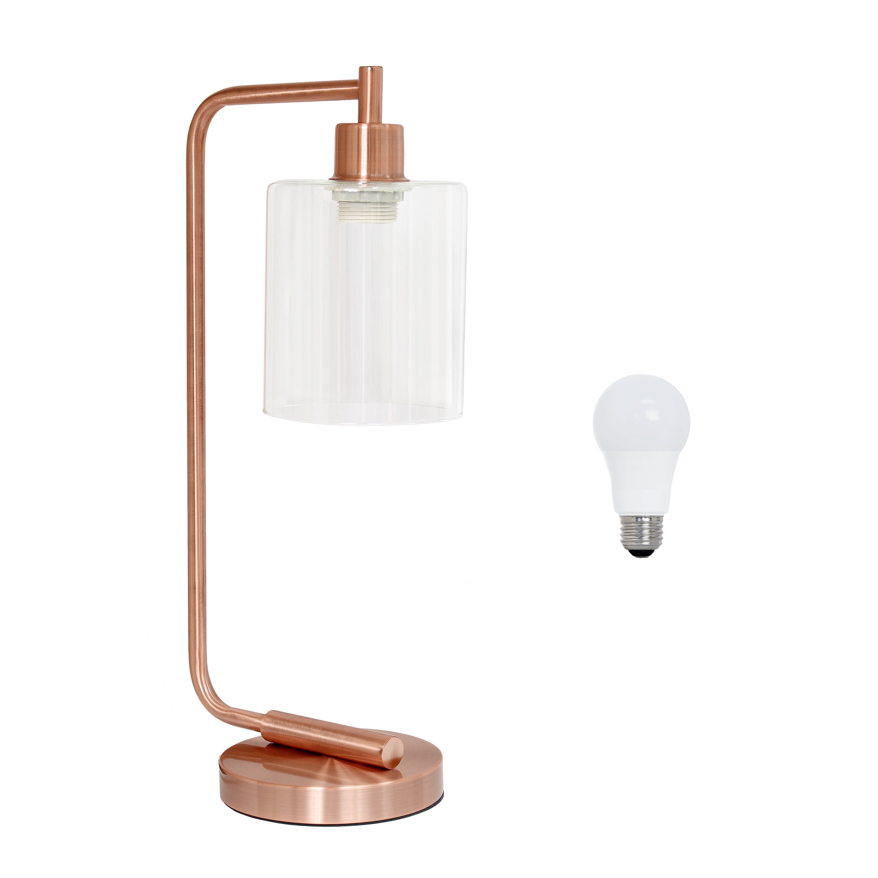 Simple Designs 18.8" Industrial Iron Lantern Desk Lamp, Rose Gold, With ...