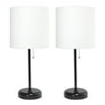 thumbnail image 1 of Simple Designs 19.5" 2-Pack Black Stick Table Lamp Set with Charging Outlet, White Shades, 1 of 9