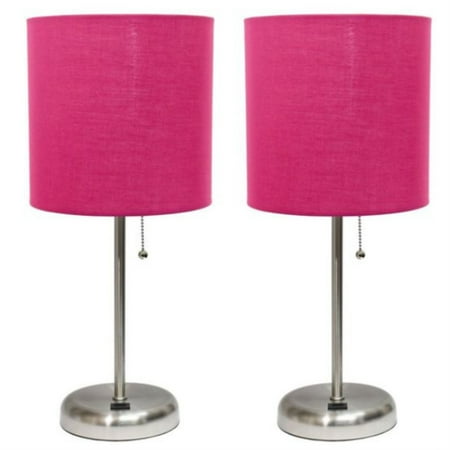 Limelights - Stick Lamp with USB charging port and Fabric Shade 2 Pack Set