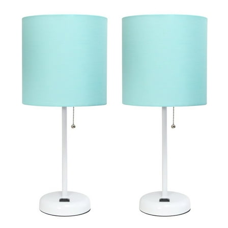 Simple Designs 19.5" 2 Pack White Stick Table Desk Lamp Set