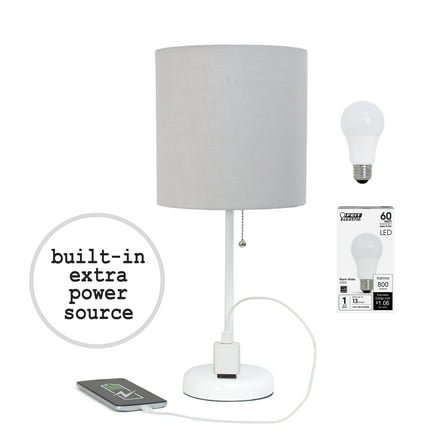 Simple Designs 19.5" White Stick Table Desk Lamp