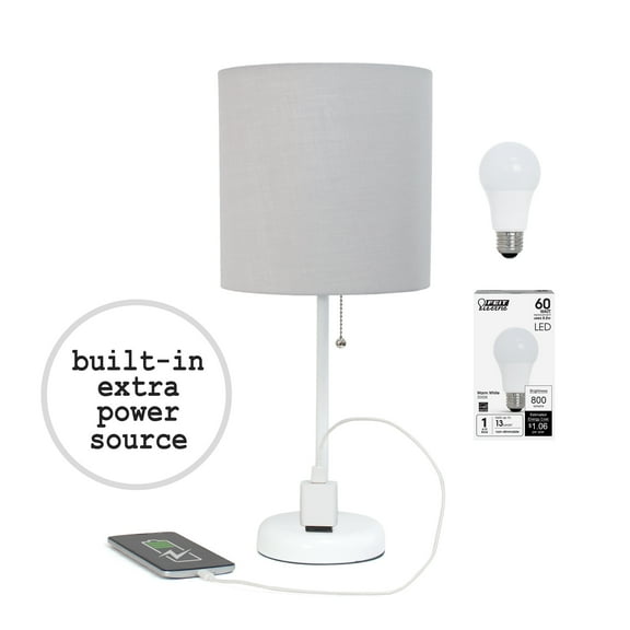 Simple Designs 19.5" White Stick Table Desk Lamp