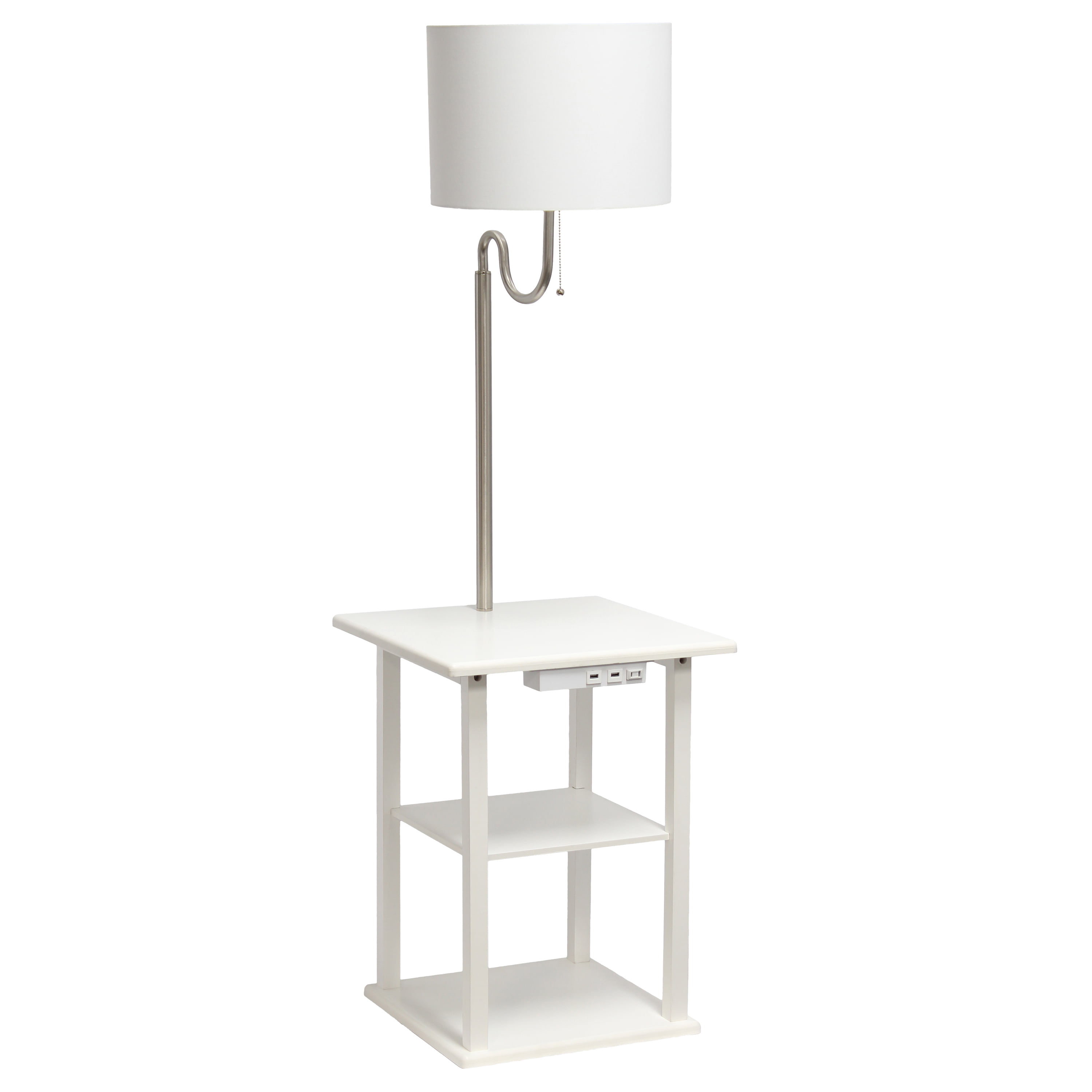 Simple Designs 57" Modern 2 Tier End Table Floor Lamp Combination with