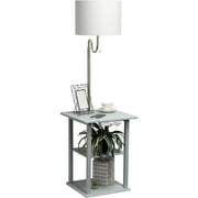 Simple Designs 57" Modern 2 Tier Floor Lamp with 2x USB 1x Outlet - Gray
