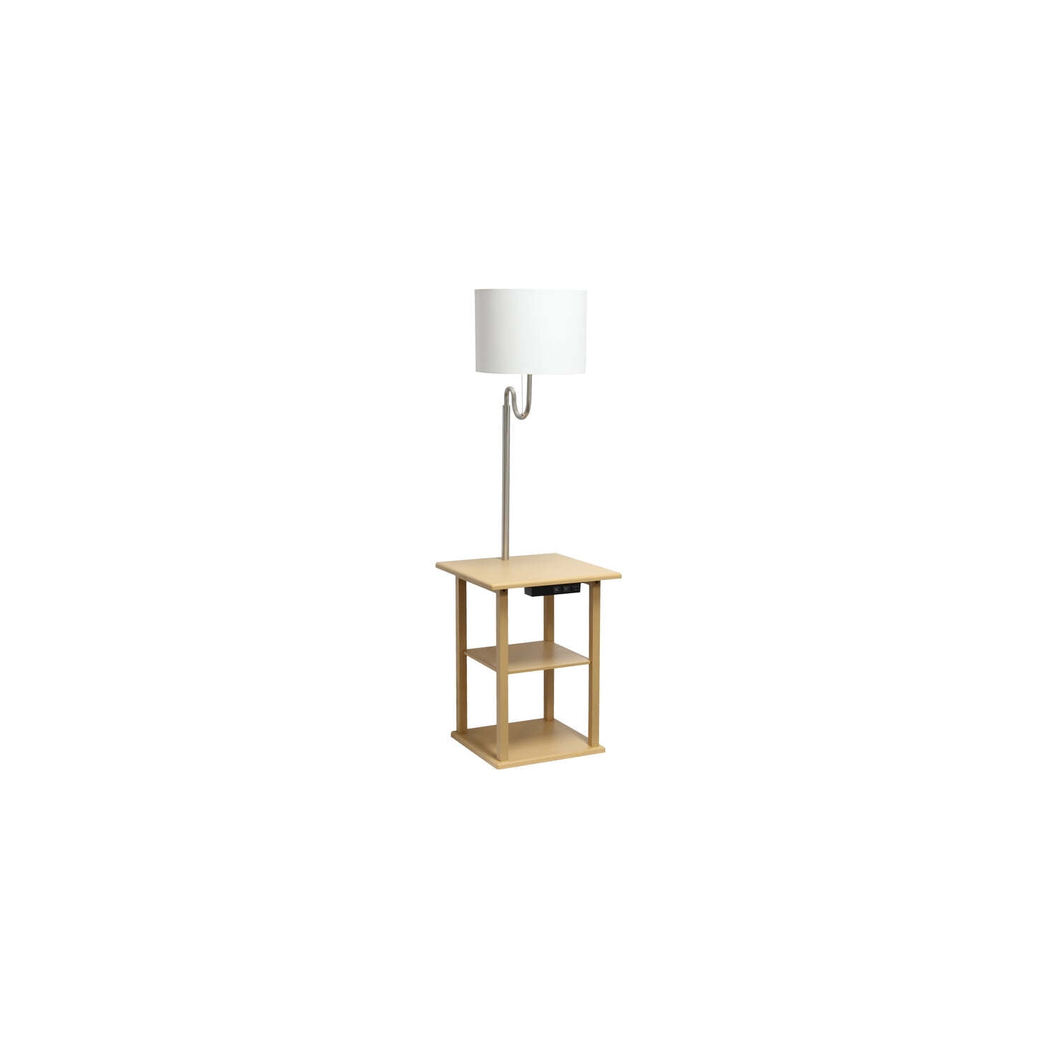 Tan 57" Modern 2-Tier End Table Floor Lamp with USB Ports