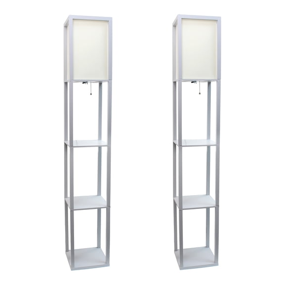 Simple Designs 62.5" 3 Shelf Etagere Organizer Floor Lamp 2Pk Set - Gray