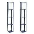 thumbnail image 1 of Simple Designs 62.5" Three Shelf Etagere Organizer Storage Floor Lamp 2 Pack Set with White Linen Shade for Living Room, Bedroom, Office, Hallway, Navy Blue, 1 of 9
