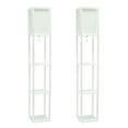 thumbnail image 1 of Simple Designs 62.5" Three Shelf Etagere Organizer Storage Floor Lamp 2 Pack Set with White Linen Shade for Living Room, Bedroom, Office, Hallway, White, 1 of 7