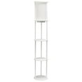 thumbnail image 1 of Simple Designs 62.5in. Round Modern Shelf Etagere Organizer Storage Floor Lamp with 2 USB Charging Ports, 1 Charging Outlet and Linen Shade for Living Room Bedroom Office, White, 1 of 1