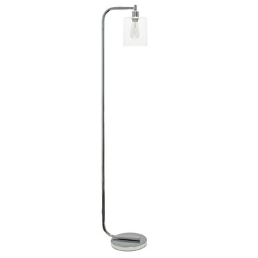 Simple Designs 63" Antique Style Industrial Iron Lantern Floor Lamp with Glass Shade, Chrome