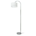 thumbnail image 1 of Simple Designs 66" Arched Brushed Nickel Floor Lamp with Drum Fabric Shade, White, 1 of 15