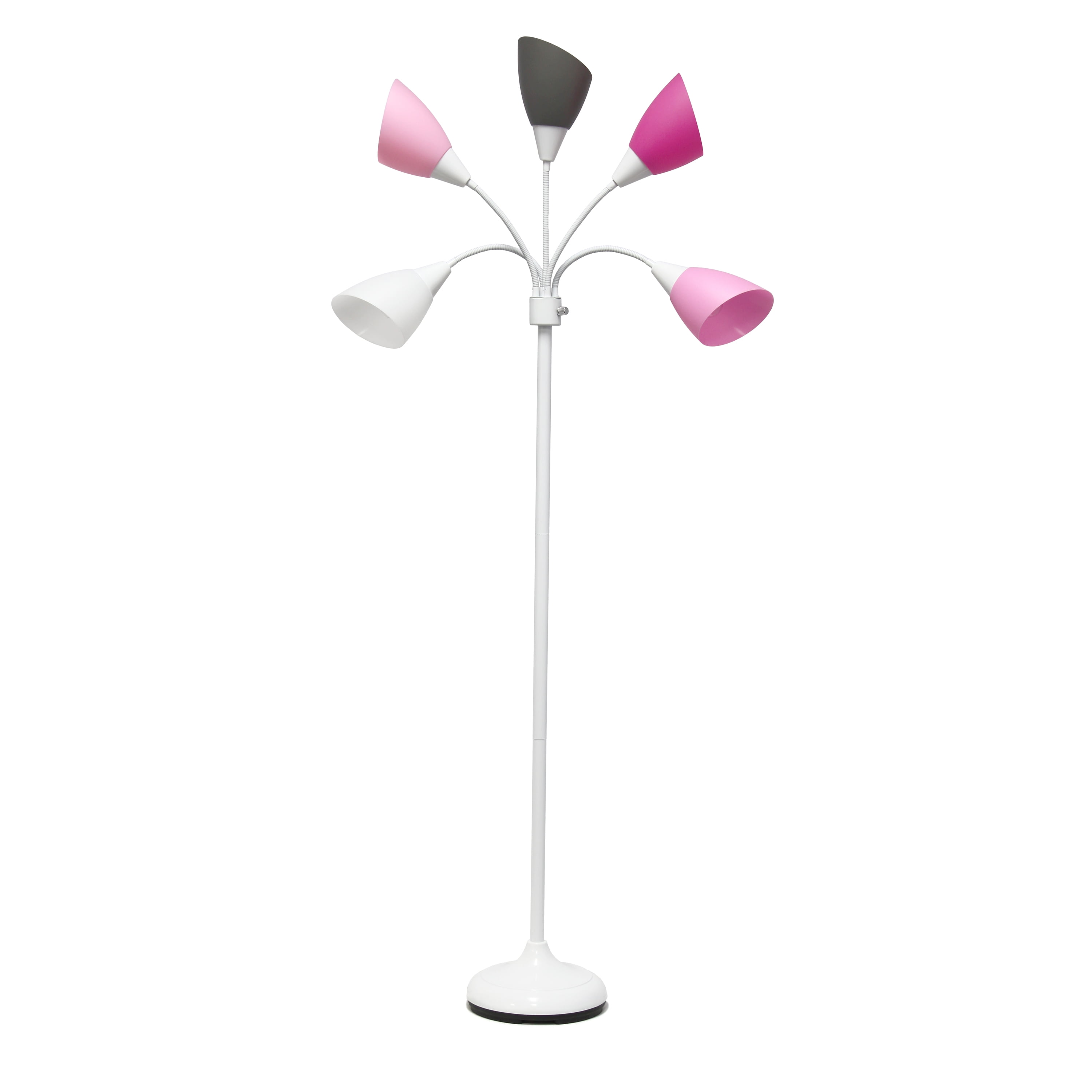 67" White and Pink Adjustable Multi-Head Floor Lamp