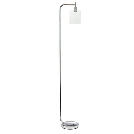 Simple Designs - Modern Iron Lantern Floor Lamp with Glass Shade - Chrome