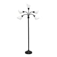 thumbnail image 1 of Simple Designs 67in. Contemporary Multi Head Medusa 5 Light Adjustable Gooseneck Black Floor Lamp with White Shades for Kids Bedroom Playroom Living Room Office, 1 of 1