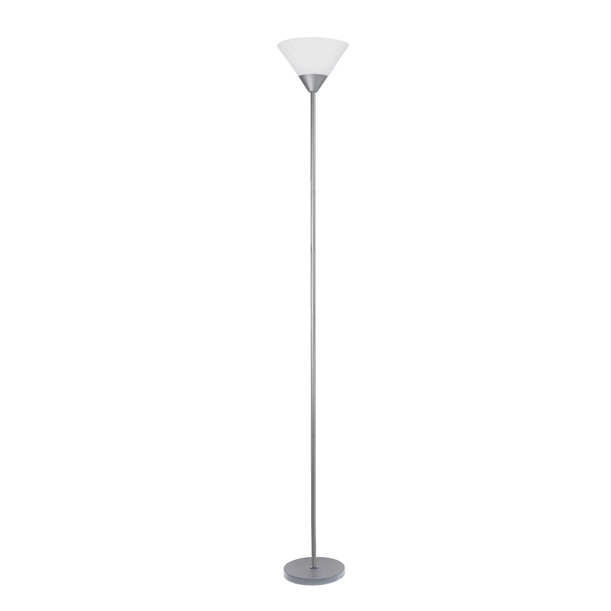 Adjustable Black Metal Torchiere Floor Lamp with White Shade