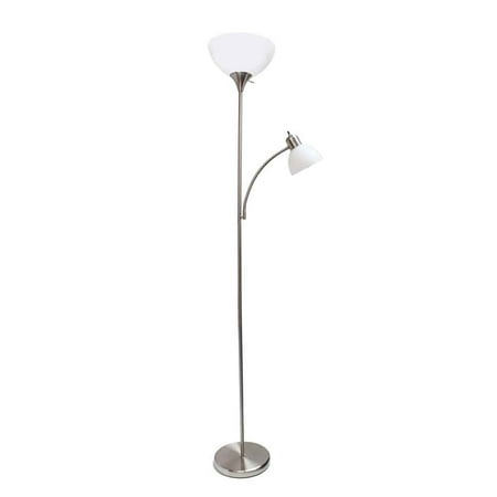 Simple Designs - Floor Lamp with Reading Light - Brushed Nickel