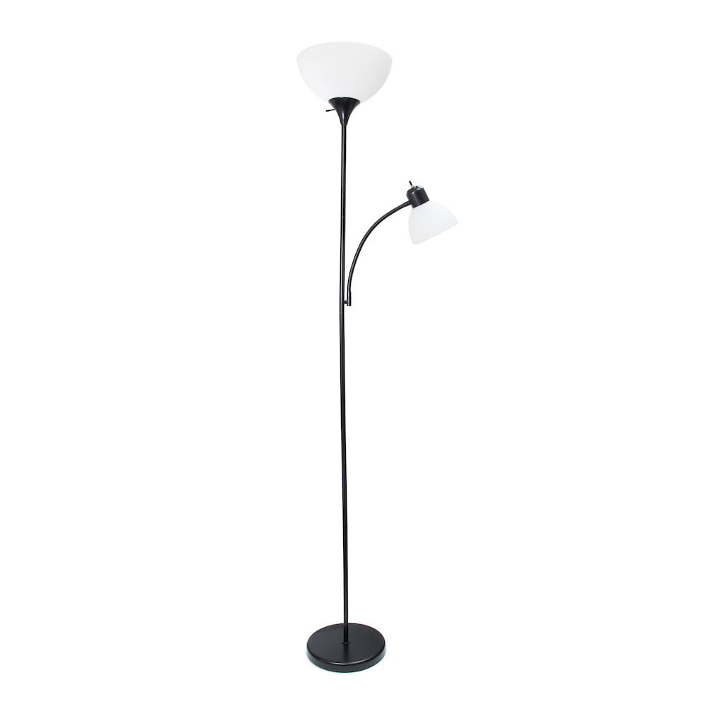 Black Adjustable 71.5" Torchiere Floor Lamp with Reading Light
