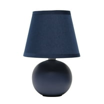 Simple Designs 8.66" Mini Ceramic Globe Table Lamp, Blue
