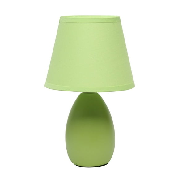 Simple Designs 9.45" Mini Egg Oval Ceramic Table Lamp with Matching Shade, LED Bulb Included