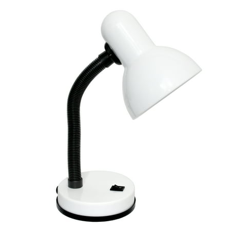Simple Designs - Basic Metal Desk Lamp with Flexible Hose Neck - White