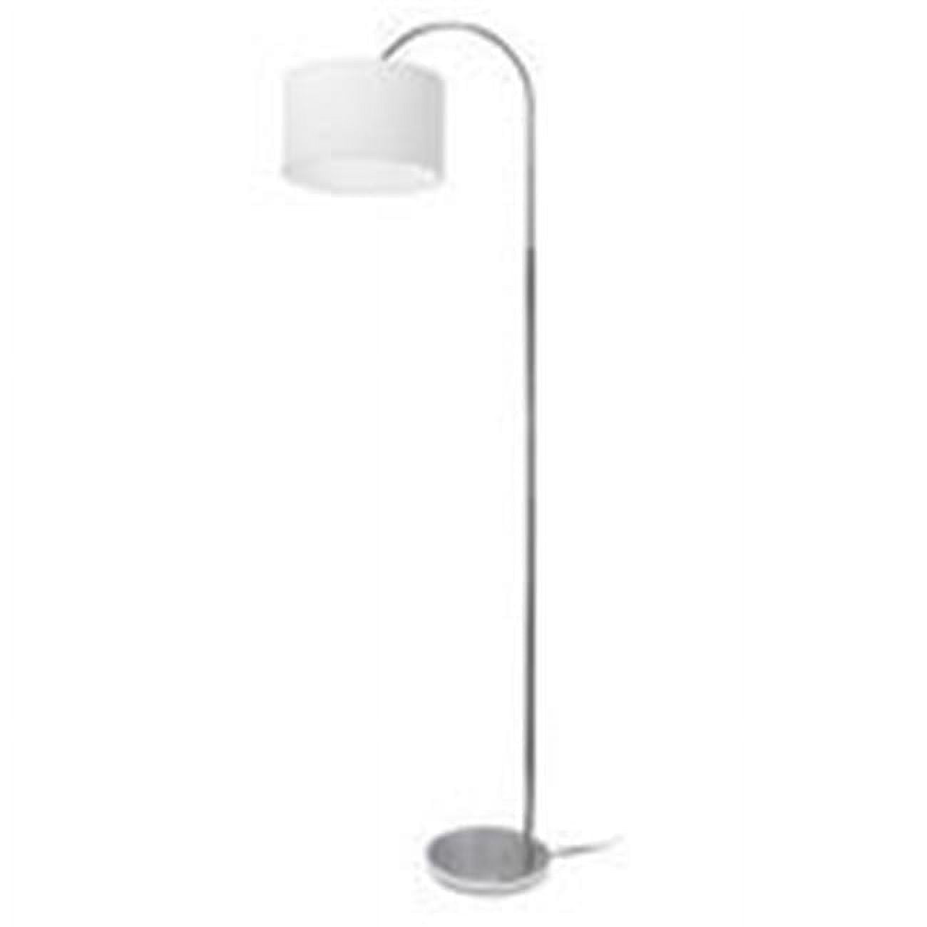 Elegant 66" Arched Brushed Nickel Floor Lamp with White Fabric Shade