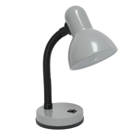 Simple Designs - Basic Metal Desk Lamp with Flexible Hose Neck - Silver
